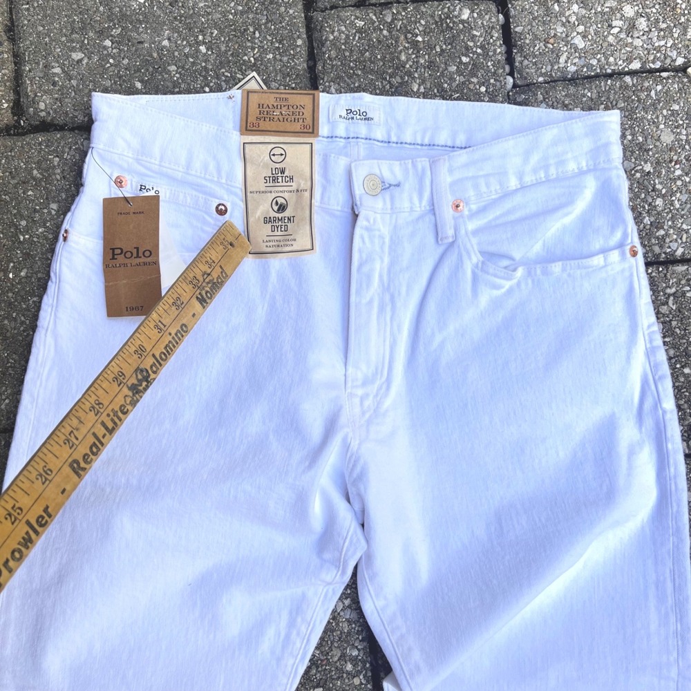 Polo Ralph Lauren Jeans Mens 33x30 White Hampton Relaxed Straight Denim Pant NEW - Picture 9 of 9